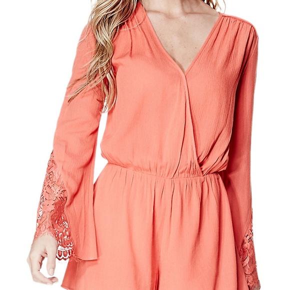 Guess Branded Romper with Lace Bell Sleeve -Small - Picture 1 of 8